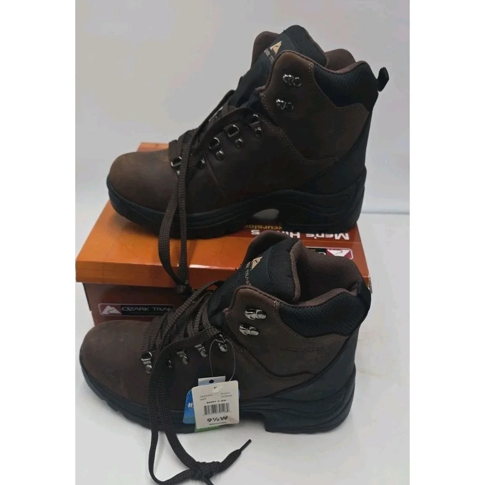 Ozark Trail Bandy II Men's Hiking Boots 9.5 W Dark Brown Leather Waterproof